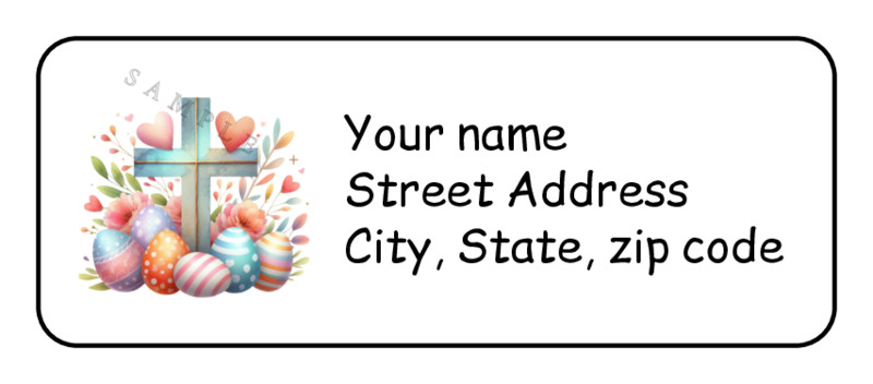 30 personalized Easter cross return address labels stickers tags