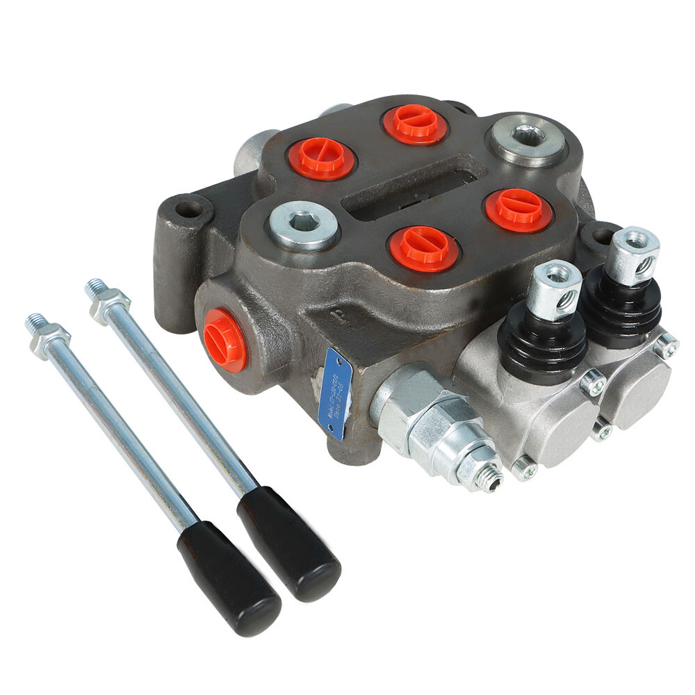2 Spool Hydraulic Directional Control Valve 25 GPM, 3000 PSI, BSPP Interface New