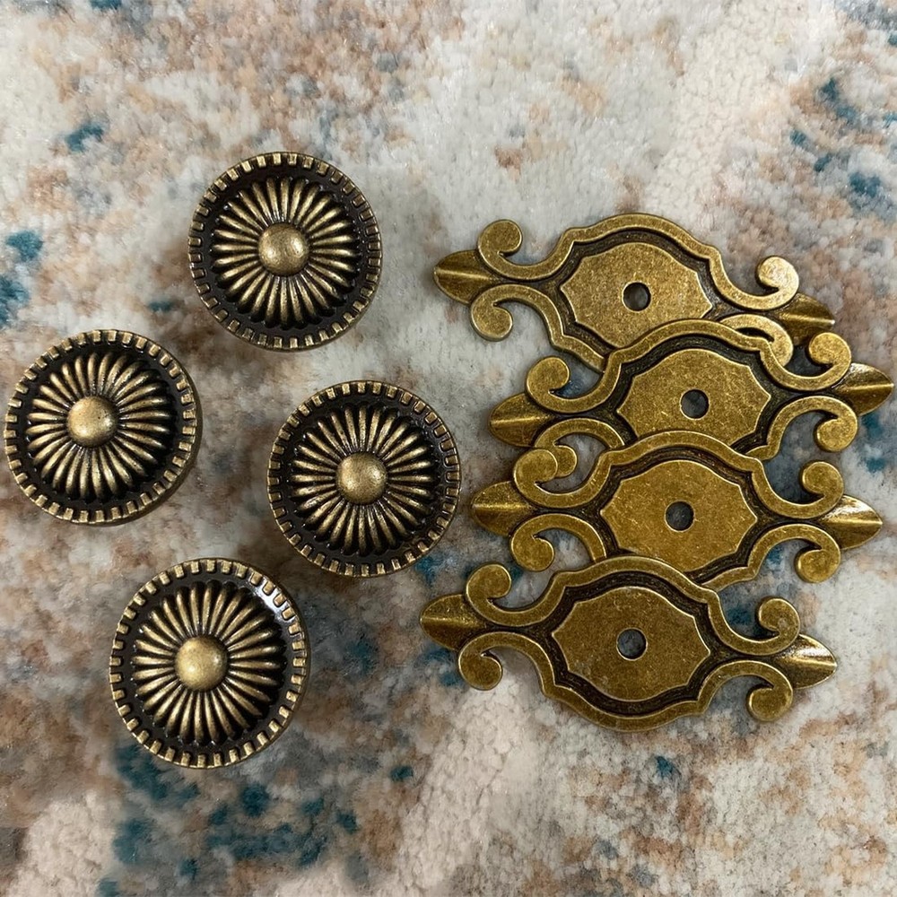 Brass Cabinet Knobs, Vintage Retro Mushroom Drawer Knobs with Backplate, Dres...