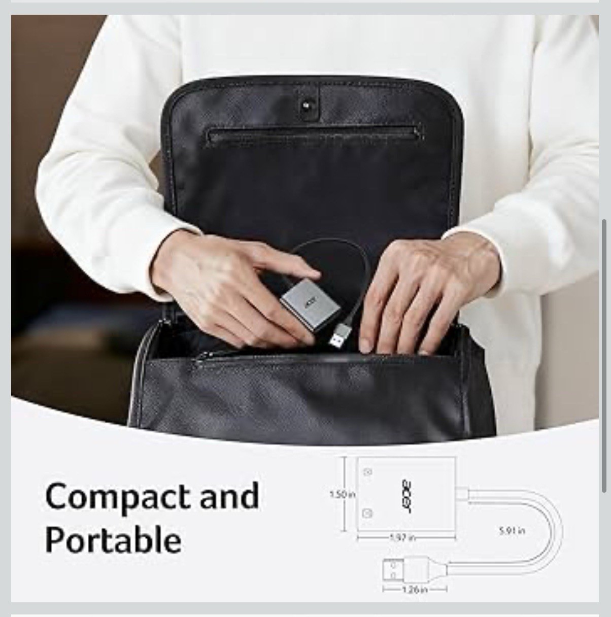 Acer USB A 3.0 to Micro Memory Card Reader, Aluminum Dual Slot SD to USB