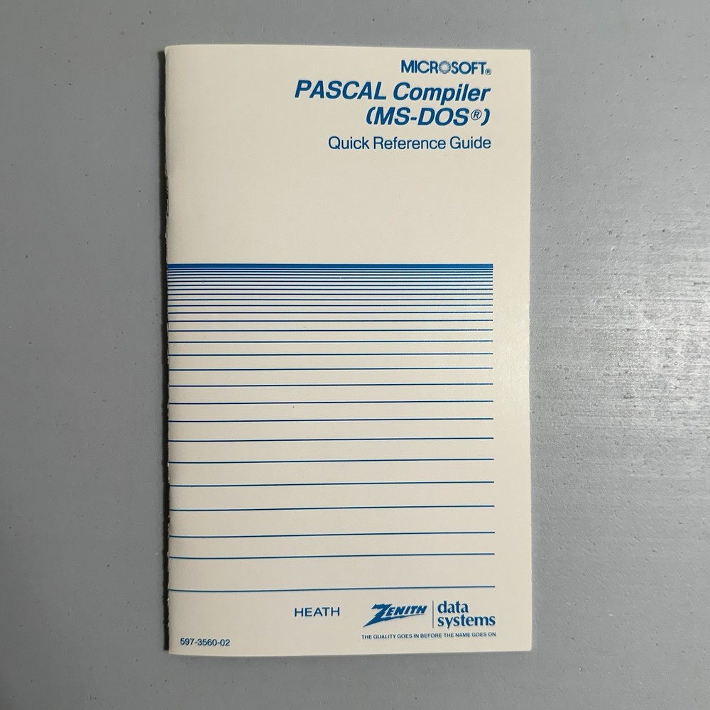 Zenith Data Systems Heath Computer Microsoft PASCAL Compiler MS-DOS Software
