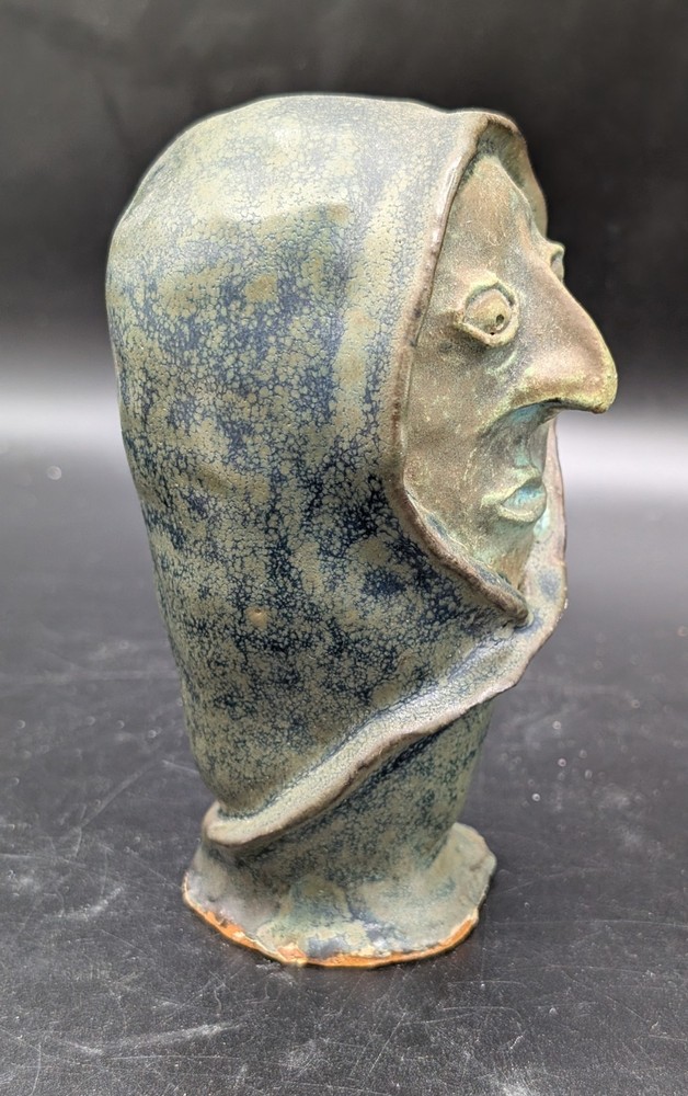 Handmade Studio Pottery Glazed Ceramic Expressive Face Sculpture - "Lars"