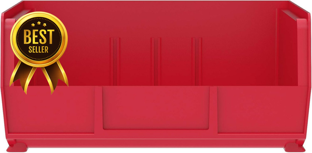 Stackable Plastic Storage Bins 6 Pack 11x11x5 Garage Pantry Organization Red