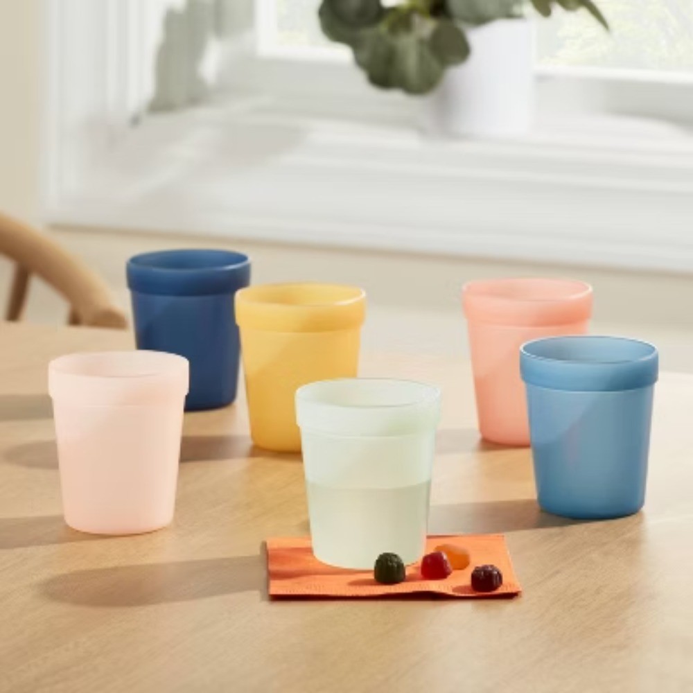 8oz 6pk Plastic Solid Kids' TumblersStackable, Dishwasher