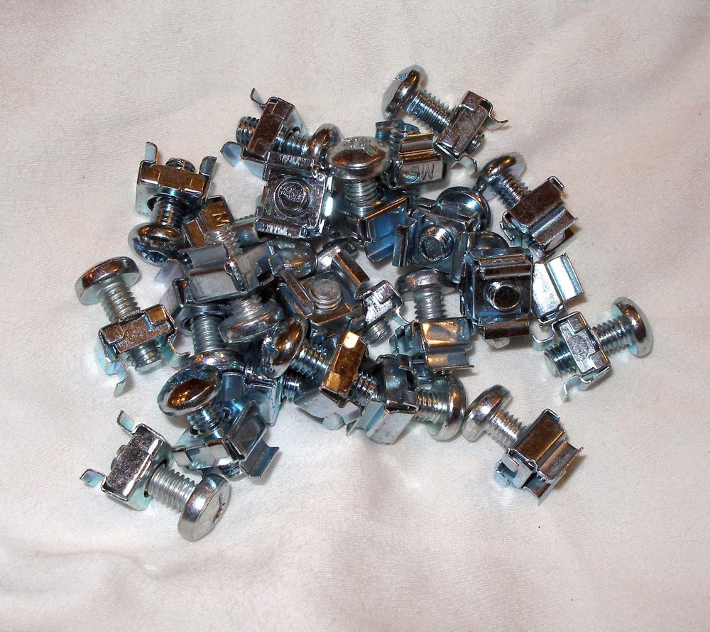 M6 Cage Nuts & Screws for Server Cabinets and Racks - 25 Pk