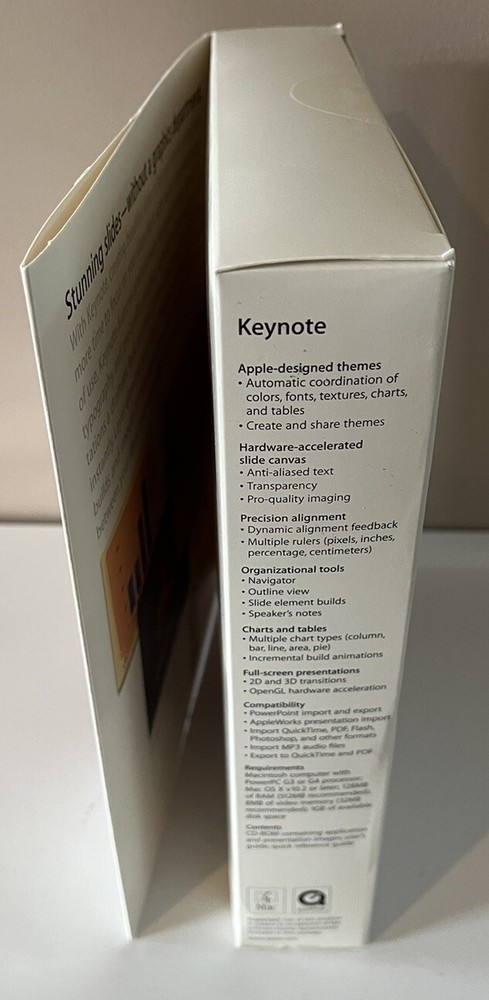 New Unopened Apple Presentation Software Keynote 2003 Mac M8822Z/A