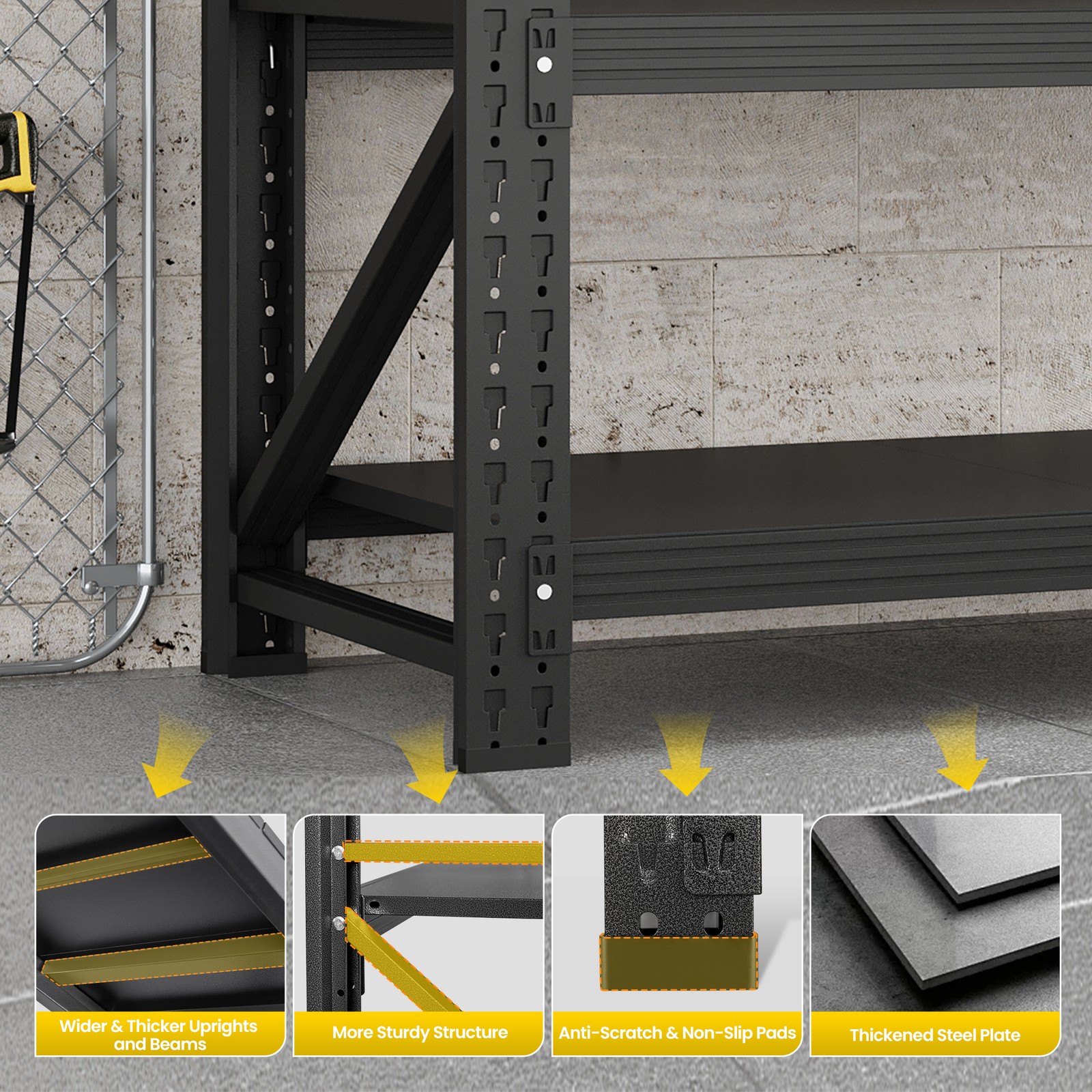 Industrial Garage Storage Shelves 40"W, Heavy Duty Adjustable Steel Rack