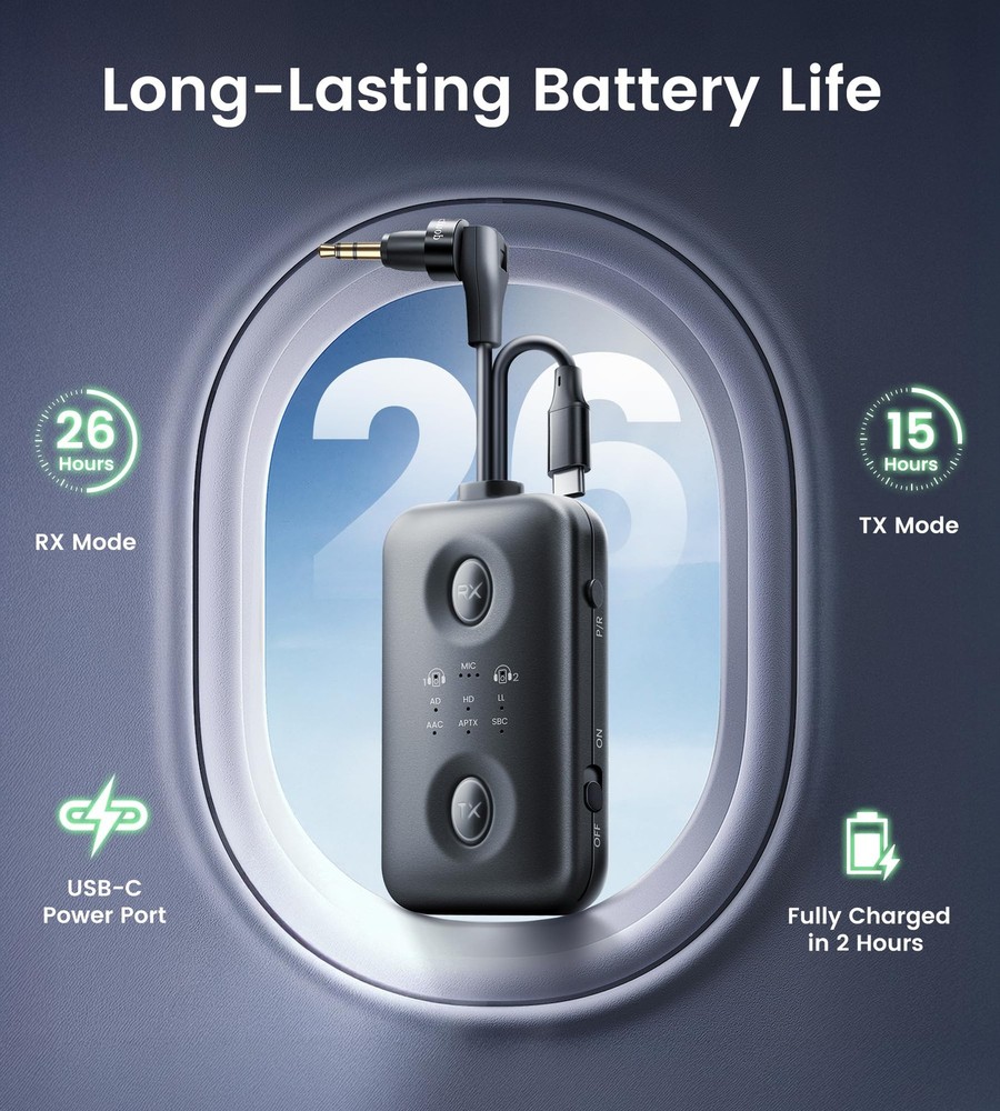 Unique Design Bluetooth 5.4 Transmitter Receiver with Qualcomm aptX Adaptive ...