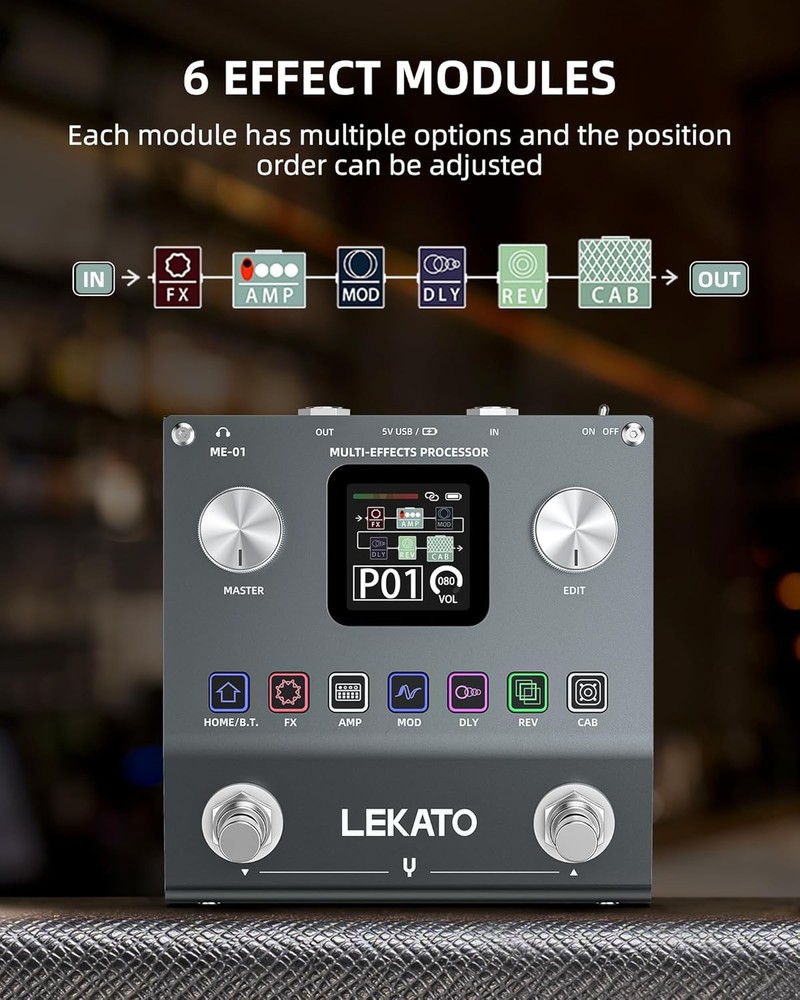 Innovative Bluetooth Guitar Effects Processor with 80 Presets and 3rd IR Support