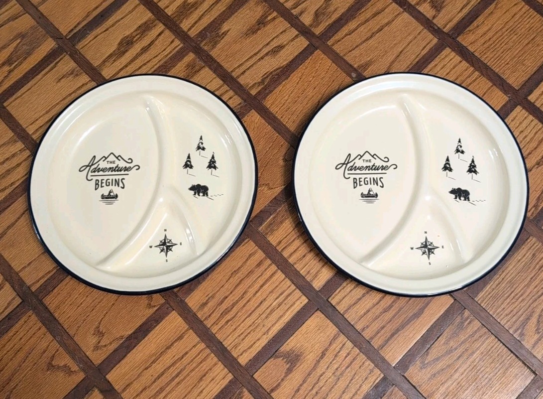 Gentlemen’s Hardware The Adventure Begins Enamel Divided Two Camping Plates Mint