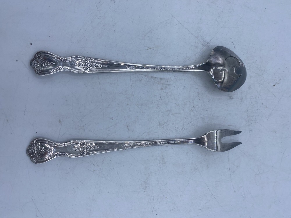 1847 Rogers Bros Silverplate Slotted Spoon & Pickle Fork