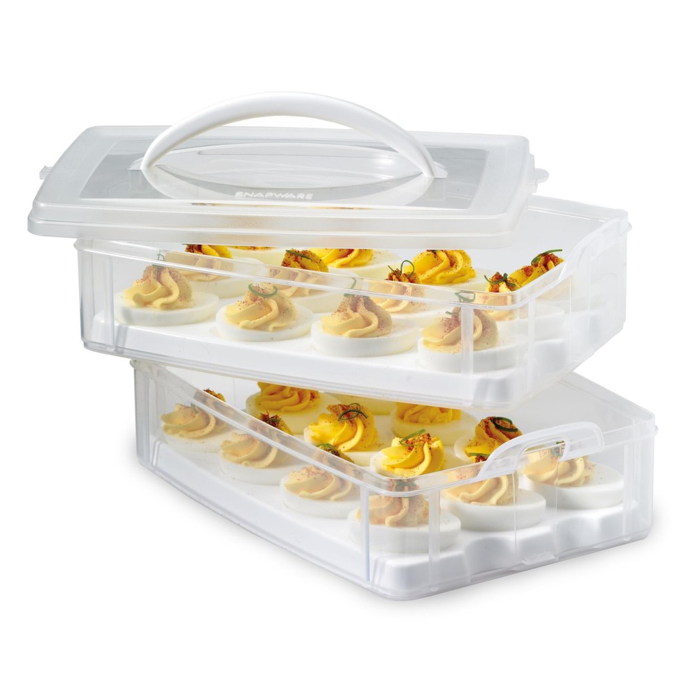 Snapware (2-Layer, 24 Eggs) Plastic Detachable Deviled Egg Carrier Storage Co...