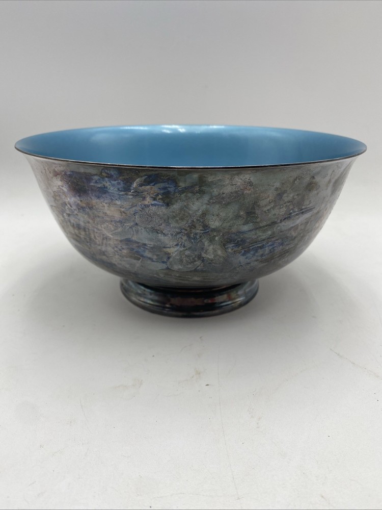 REED & BARTON Blue Enameled Silver Bowl