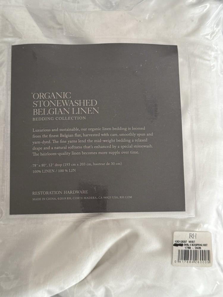 RH Organic Stonewashed Belgian Linen Box-Spring Cover King