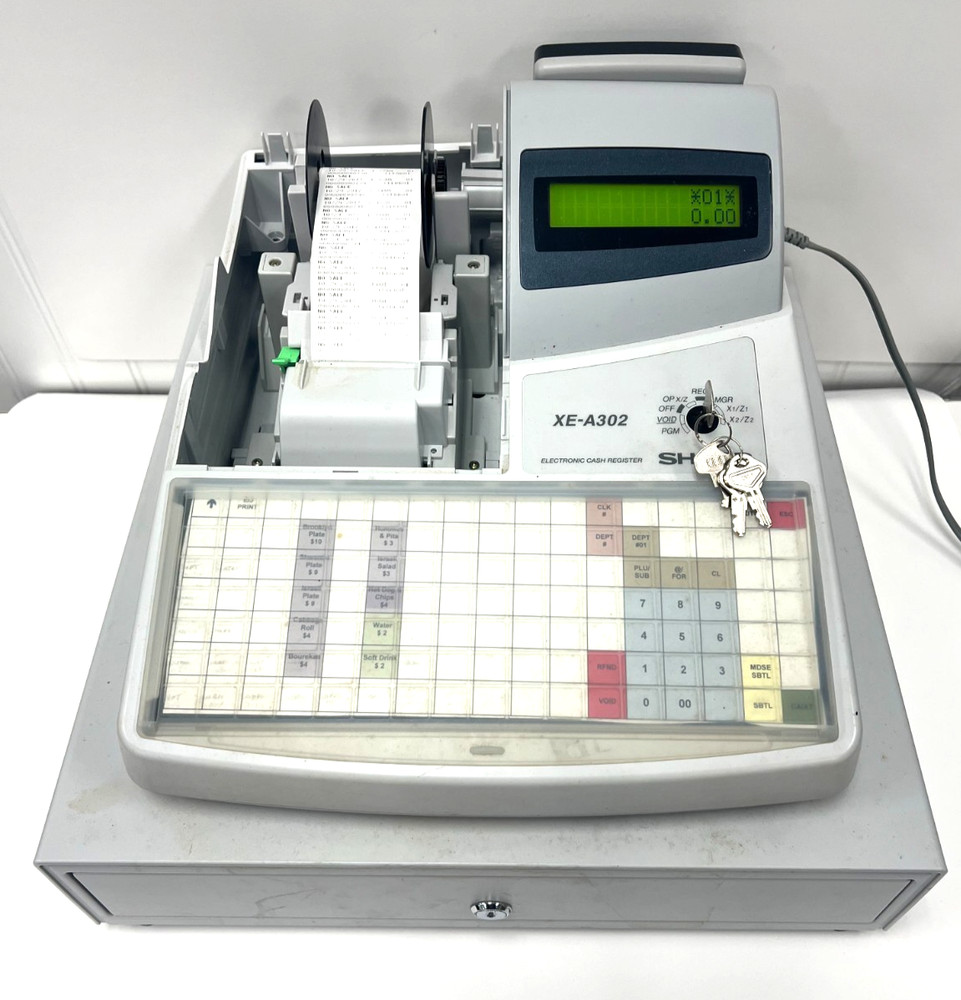 SHARP EXA302 ELECTRONIC CASH REGISTER LED DISPLAY AUTOMATIC 1800 PLUS