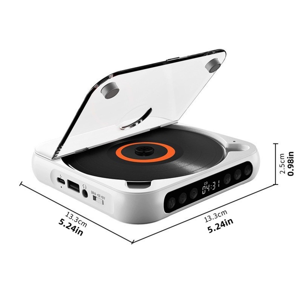 5V2A BT 5.3 Portable CD Player CD/USB/3.5mm AUX Multi-function Audio Equipment