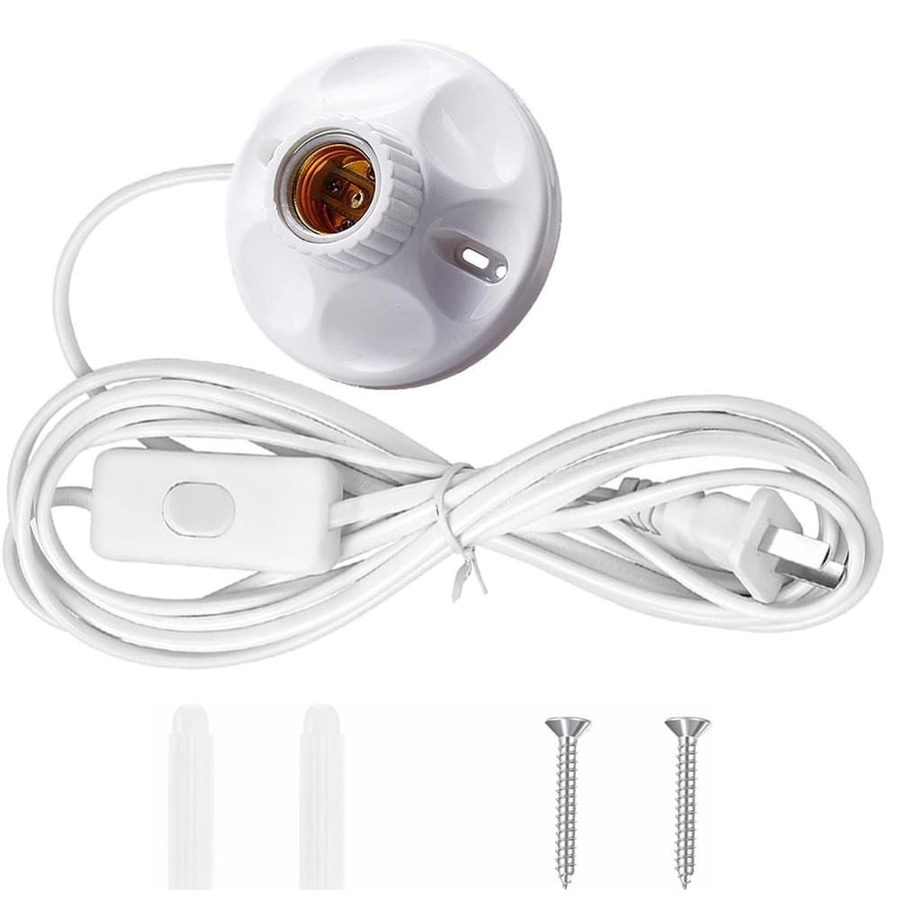 10FT Light Bulb Base with Cord E26/E27 Light Socket with On/Off Switch, 110V-...