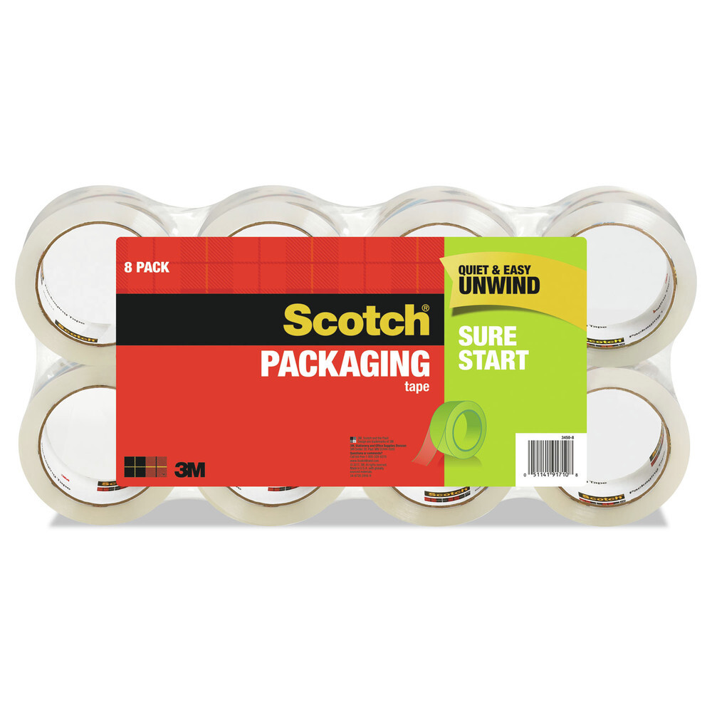 Scotch 34508 1.88" x 54.6 yds. Sure Start 3" Packaging Tape - Clear (8/Pack) New