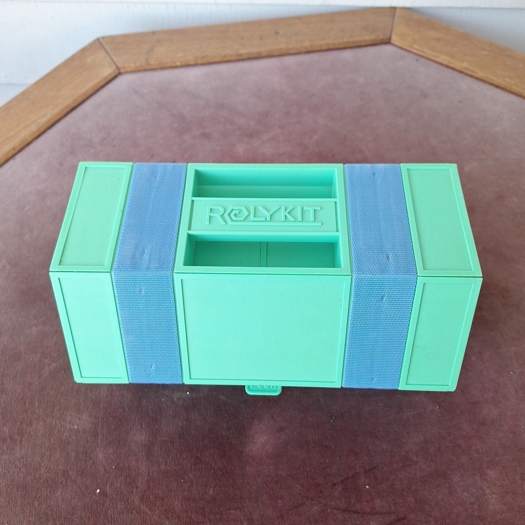 Vintage Rolykit Green Blue Tool Box Craft Fishing Sewing Organizer Portable