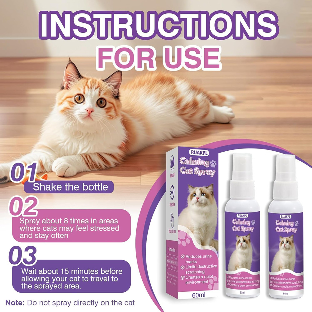 Cat Calming Spray 60 ML 2 Pack Calming Solution for Cats Cat Pheromone Spray Red