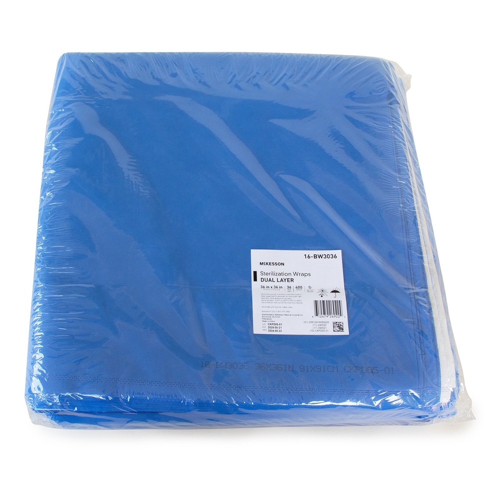 McKesson Sterilization Wrap Dual Layer White Blue 36X36" 72 Ct