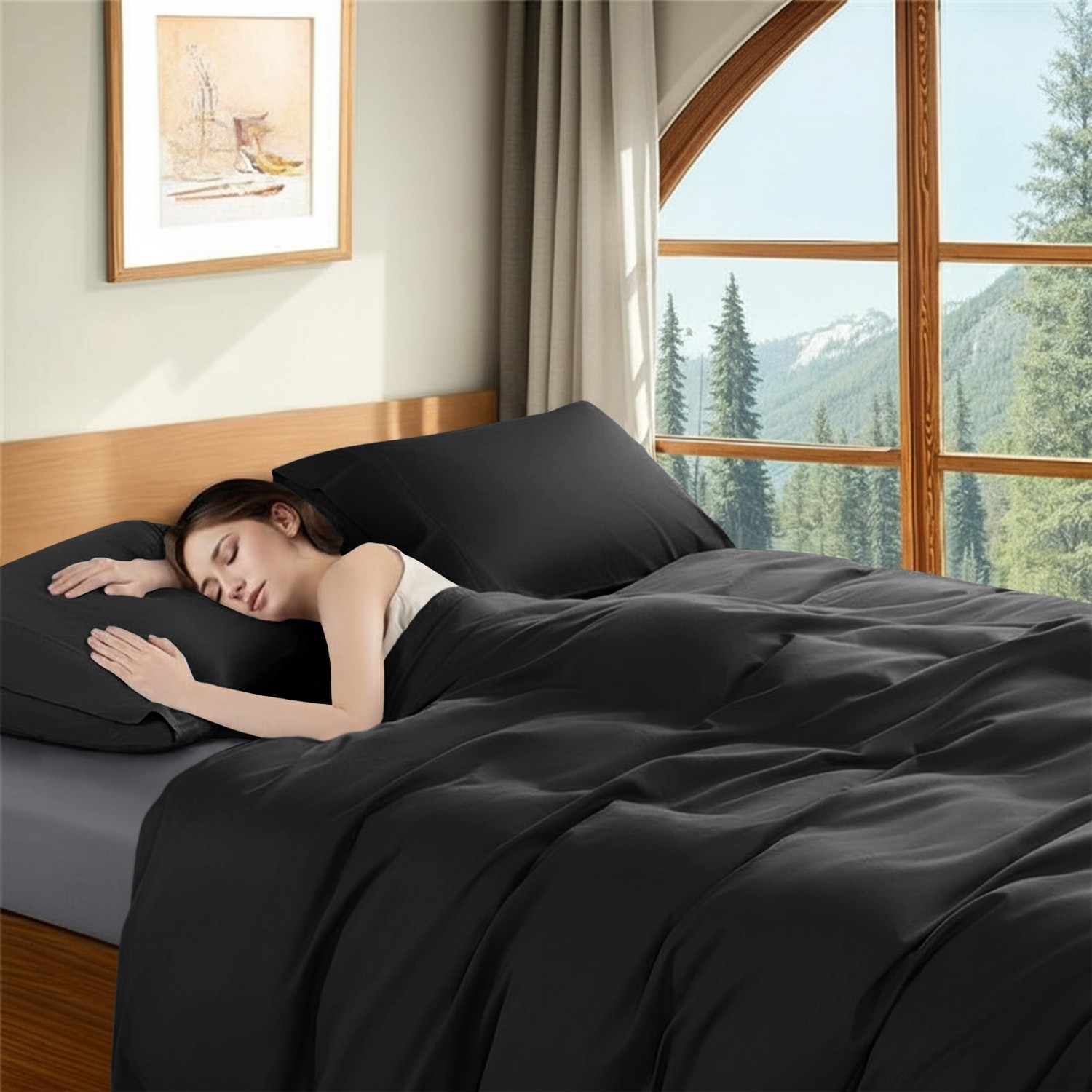 Plain Duvet Quilt Cover With Pillowcase Soft Microfiber Reversible Bedding Set