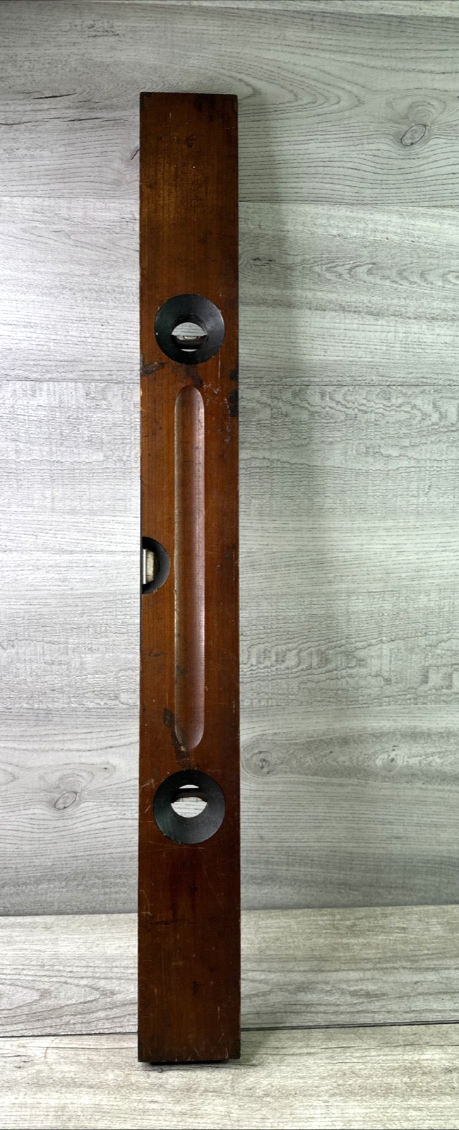 Vintage Stanley New Britain USA No.13 Cherry Wood Level 3 Bubble Brass 30"