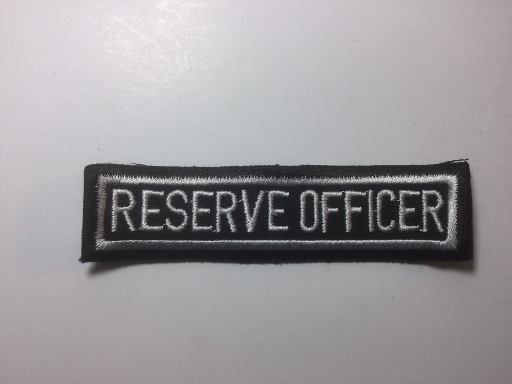 (2) RESERVE OFFICER Straight Bar Embroidered Patch - SILVER & BLACK SCHEME