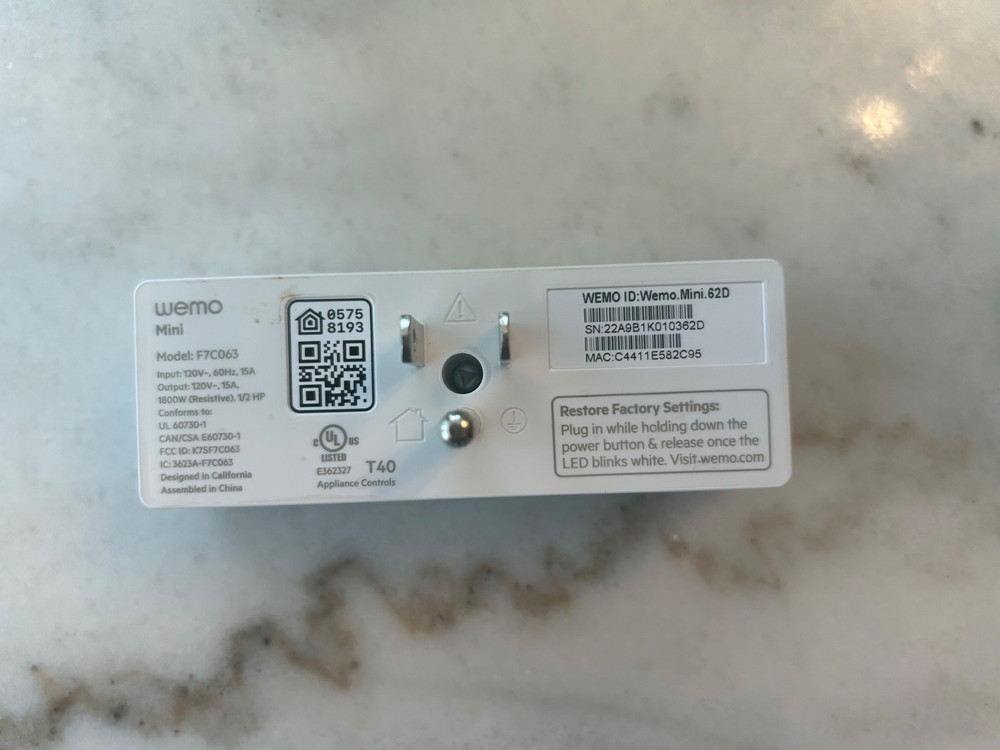 Belkin WEMO Mini Smart Outlet Plug Wi-Fi Enabled - White