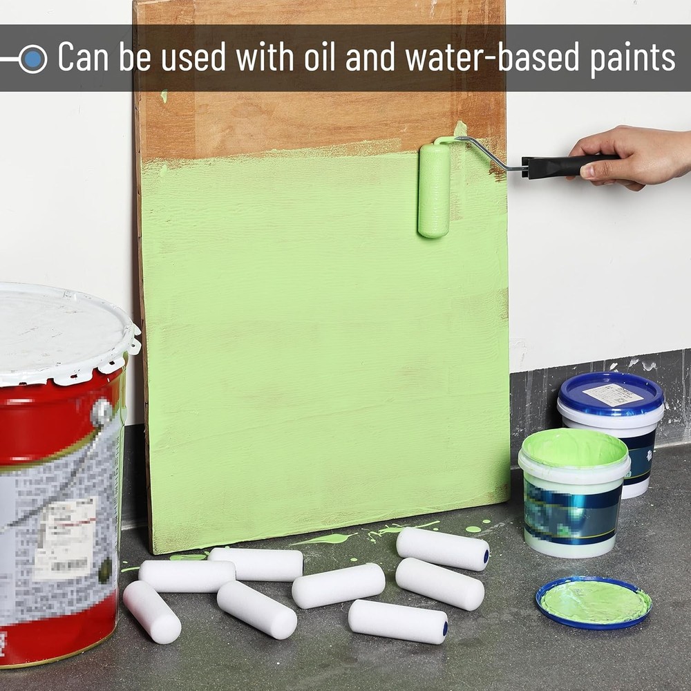 Bates- Paint Roller 4 Inch Paint Roller Frame with 2 Foam Covers