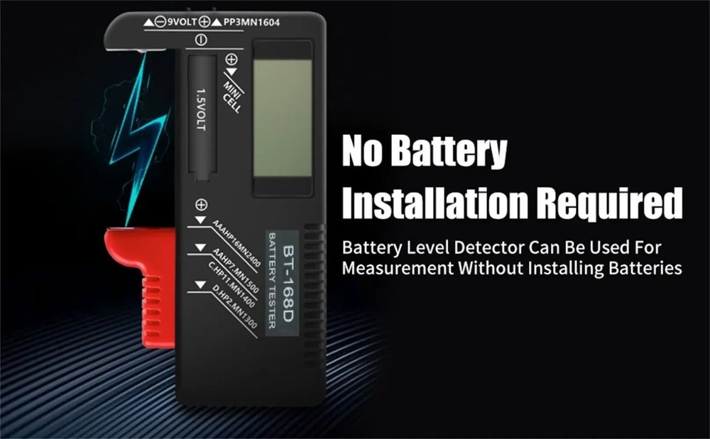 Universal Digital LCD Battery Checker Volt Tester Cell AA AAA C D 9V Button