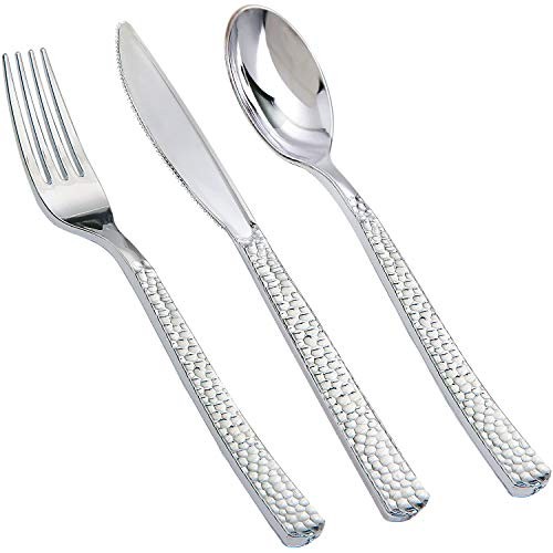 360pcs Silver Plastic Cutlery,Elegant Plastic 360pcs Plastic Sliver Silverware