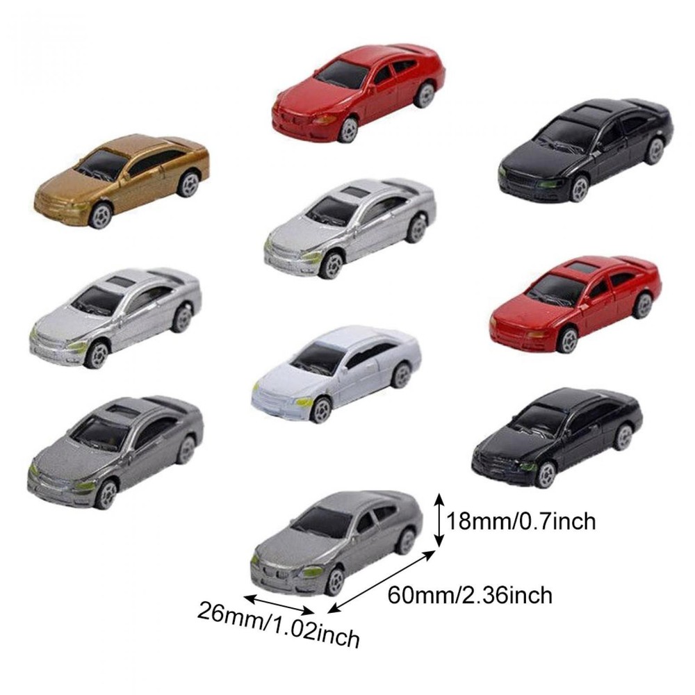 10pcs HO Scale Model Mini Car 1/87 Building Train Scenery