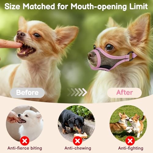 Mesh Dog Muzzle for Short Snout Small Dogs, Adjustable Muzzle for Chihuahua