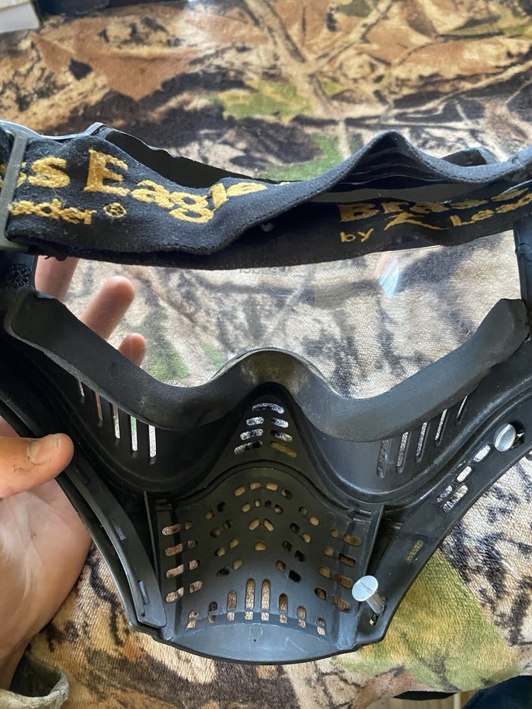 Paintball mask, gun,