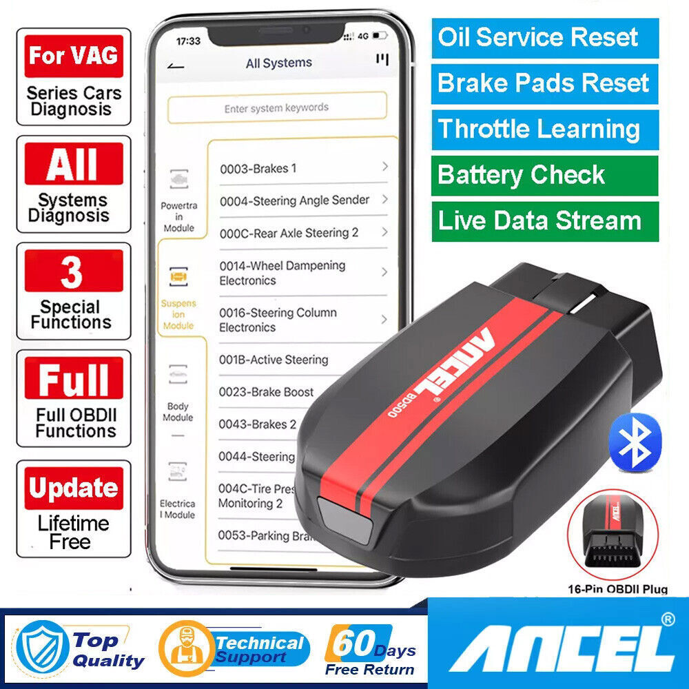 ANCEL BD500 For Audi VW Car ABS SRS EPB OBD2 Scanner Code Reader Diagnostic Tool