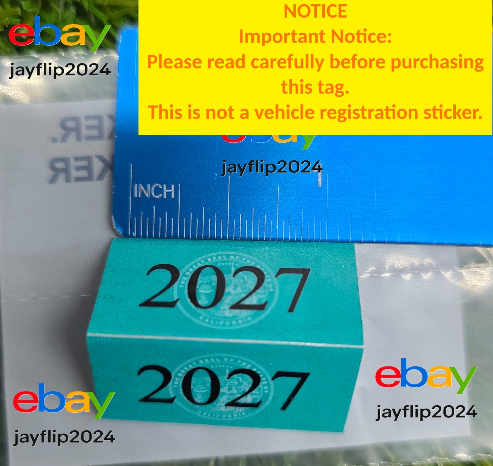 NOT A REGISTRATION TAG-DMV STICKER CVRA 2027 GREEN California Commercial Vehicle