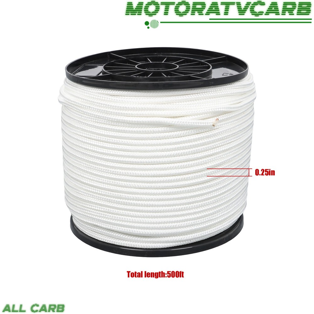 ALL-CARB Nylon Rope Solid Braided 1/4" × 500' Strong Durable Weatherproof White