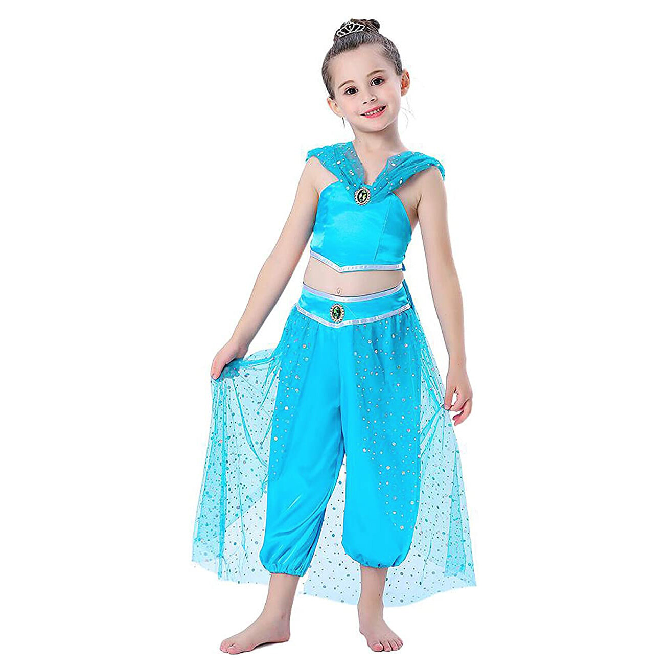 Aladdin Jasmine Princess Cosplay Women Girl Fancy Dress Halloween Party Costume