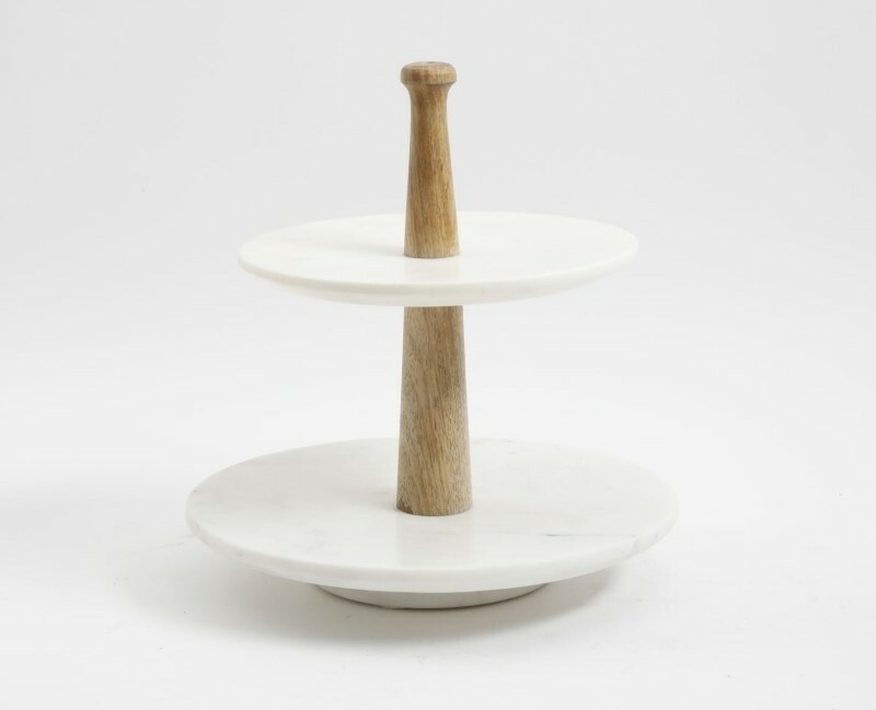 Laurie 263976 Gates Two-tier Elegant White Marble Server