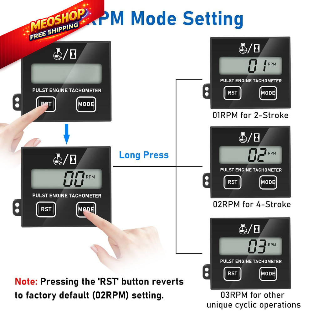 Linkstyle Small Engine Tachometer, Digital Tachometer Tach Gauge Reset...