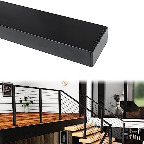 6'6" Stainless Steel Handrail Black Rectangular Top Rail Cable Railing System