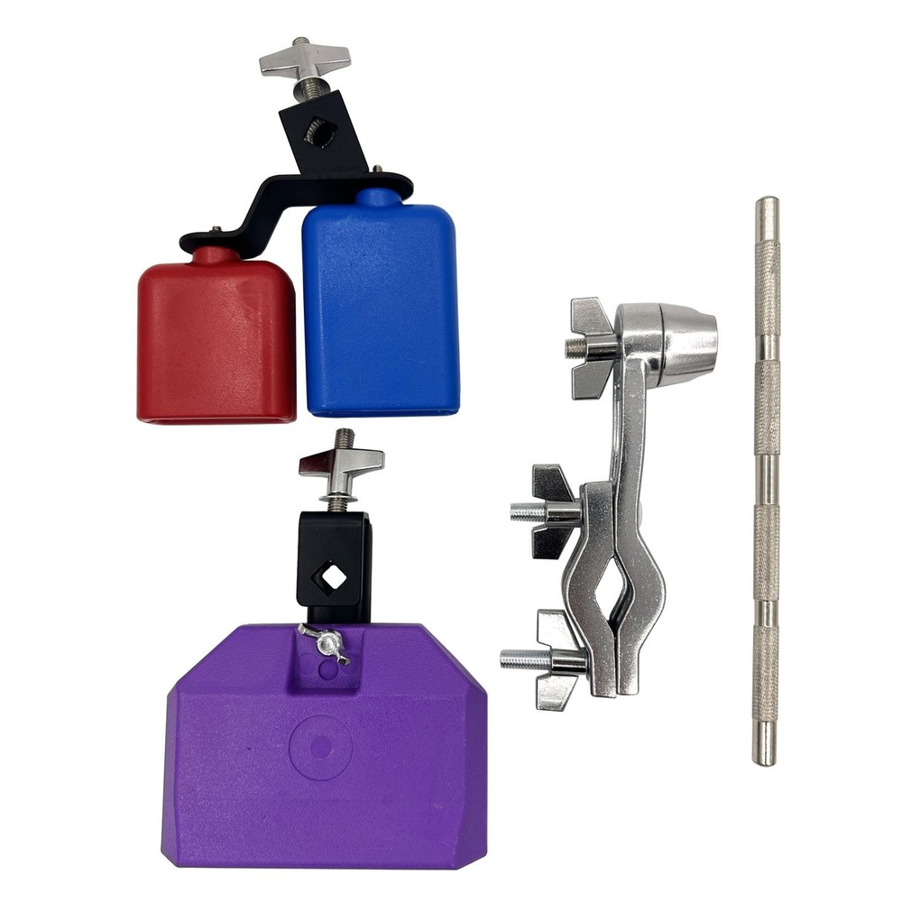 2Pcs Percussion Jam Block with Cowbell Mount Holder Include Plastic High and ...