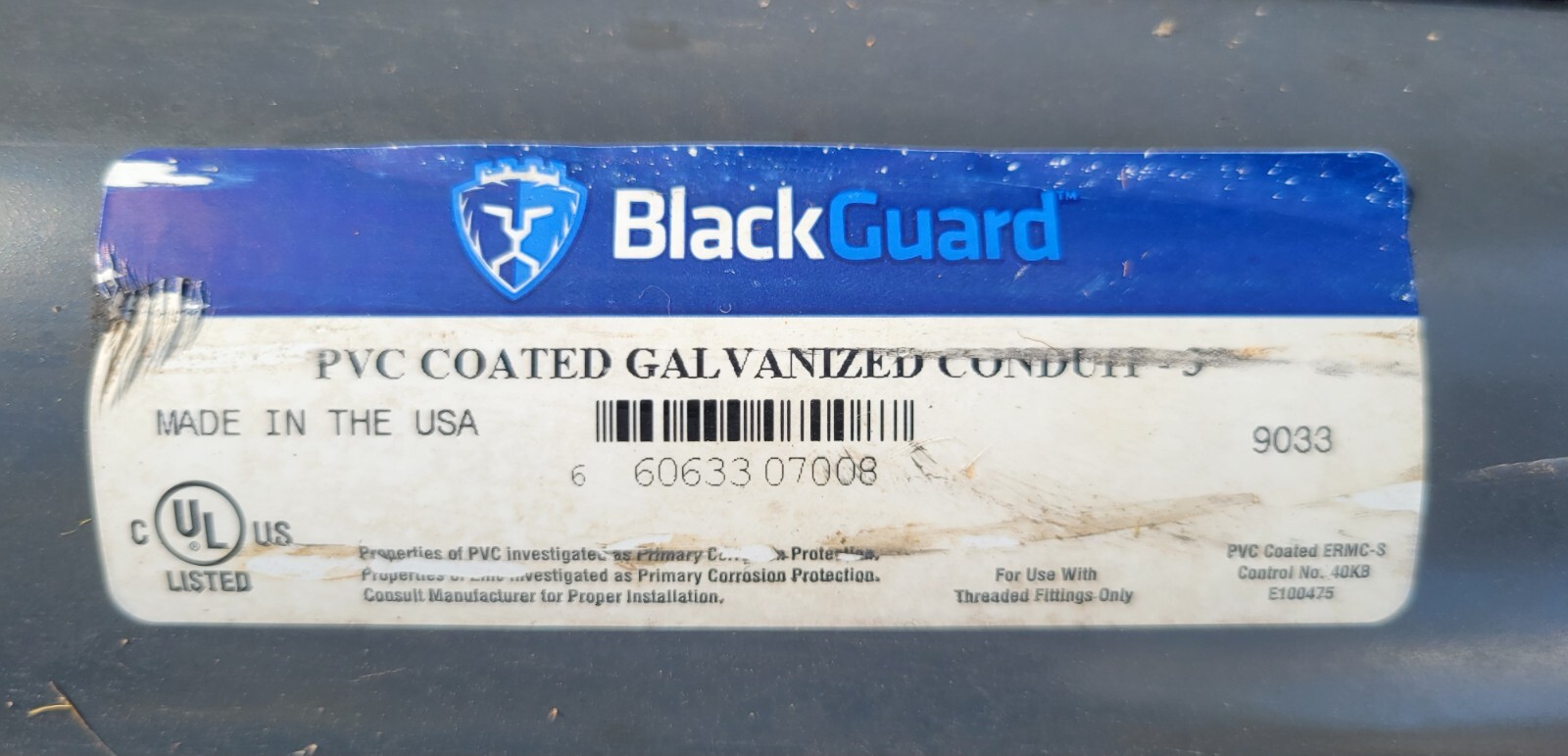 3" PVC Coated Rigid Galvanized Conduit, BlackGuard, 3in x 10ft, PVC-GRC-300