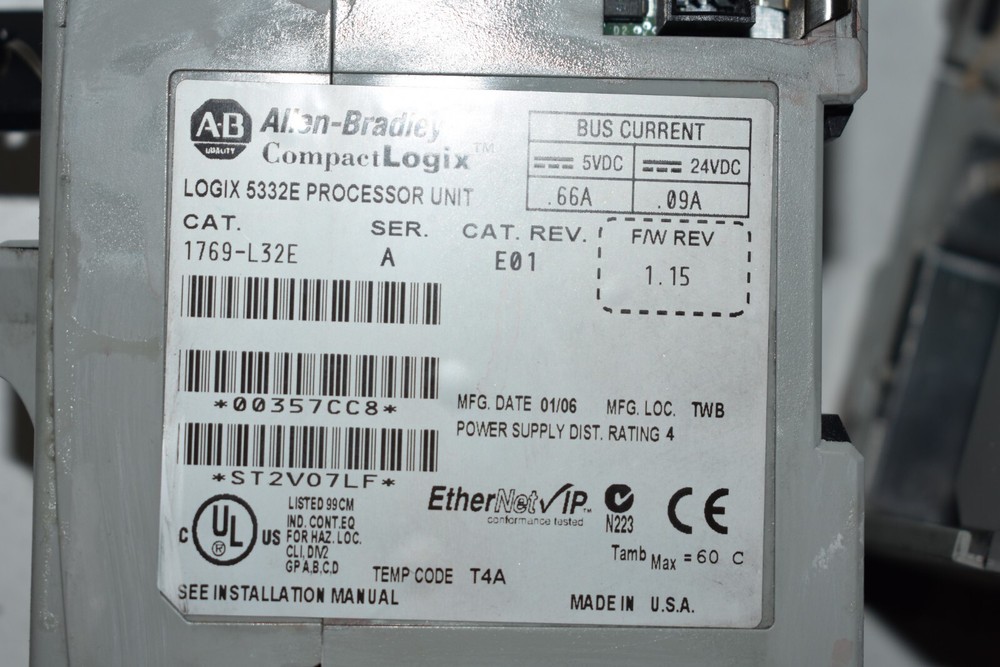 COMPACTLOGIX ALLEN BRADLEY RACK COMPLETE SYSTEM 1769-L32E SYSTEM