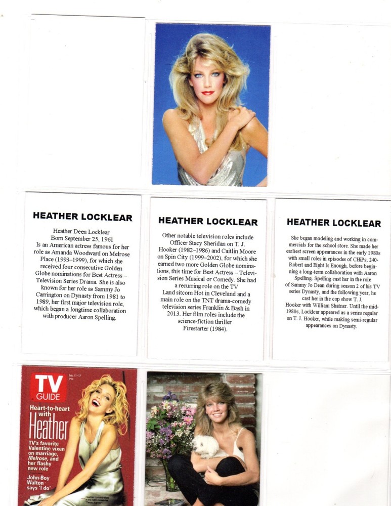 HEATHER LOCKLEAR CUSTOM NOVELTY TRADING CARD 6 CARDS SET