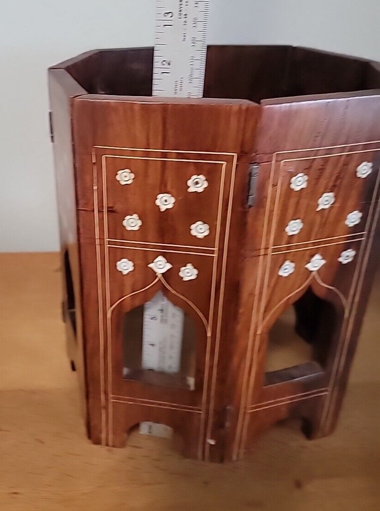 Vintage Carved & INLAID Middle Eastern Octangle Table Base