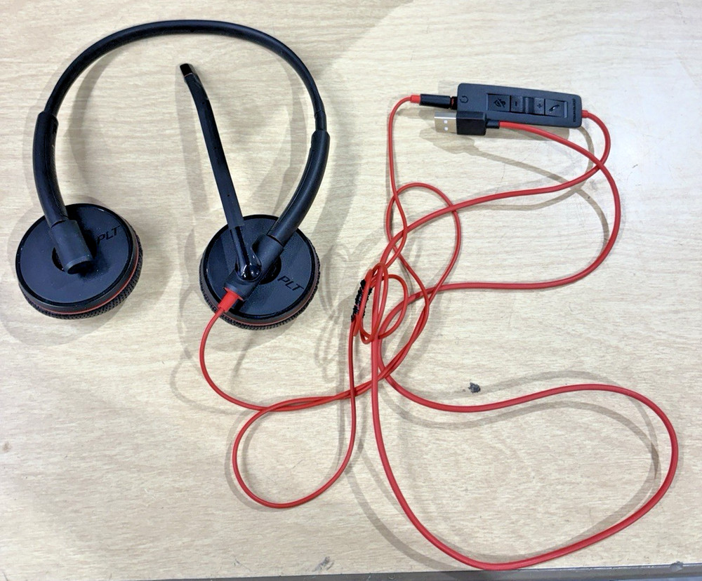 Plantronics C3225T Wired Headset w/ Adjustable Mic In-Line Controller USB, C3200