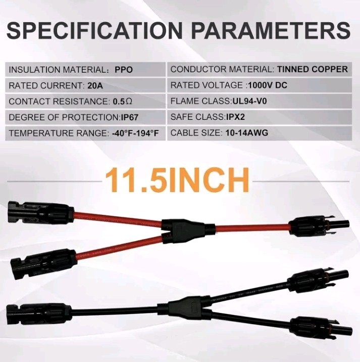 2 Pair Adapter Cable Wire Plug Tool Kit for Solar Panel(M/FF+F/MM)