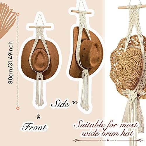 Macrame Hat Hangers Boho Hat Rack Cowboy Hat Hanger Back White One Hat Style